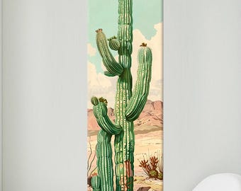 Southwestern Desert Cactus Canvas Wall Art | Rustic Nature Decor