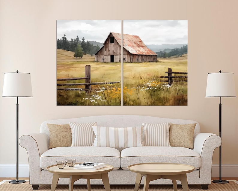 Vintage Barn Canvas Wall Art | Rustic Farmhouse Country Decor - Etsy