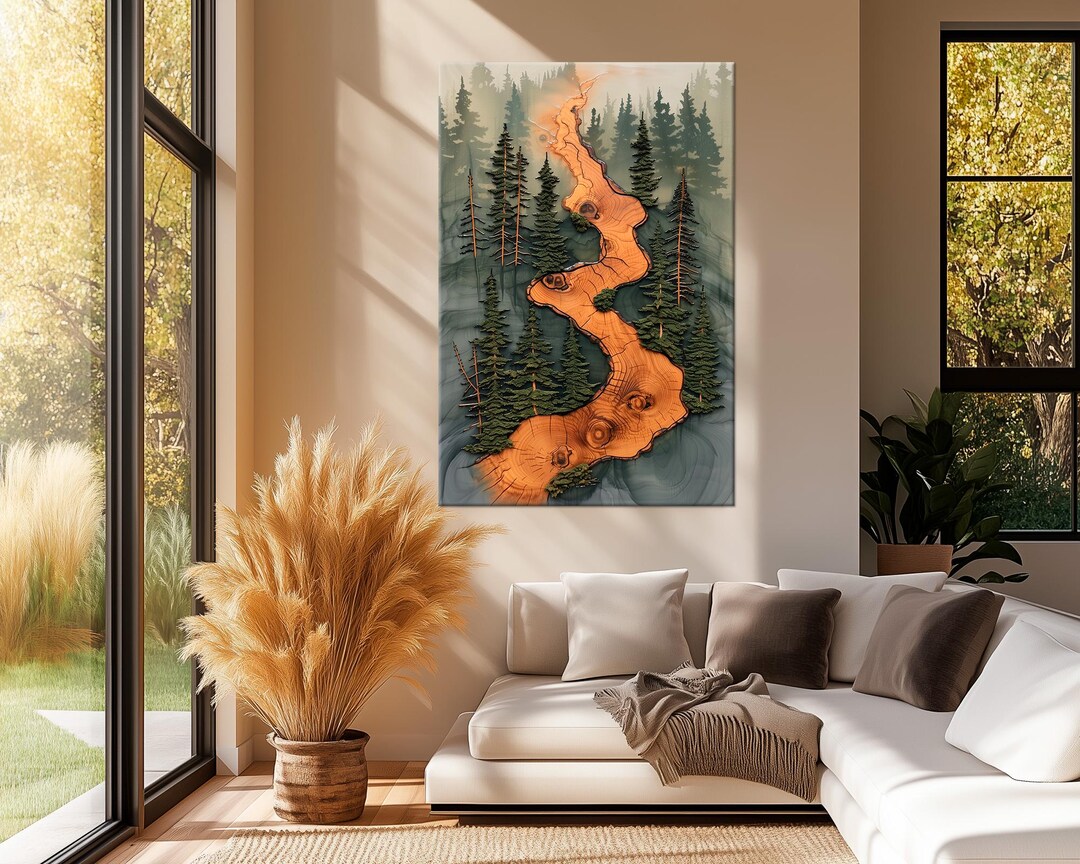 Forest River Canvas Wall Art | Rustic Woodland Decor - Etsy