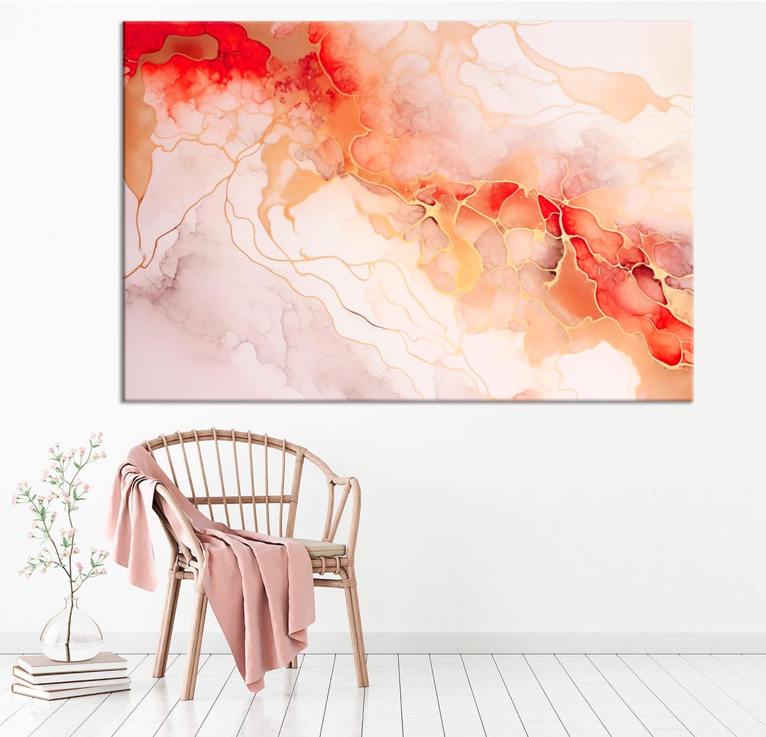 Pink & Gold Abstract Canvas Wall Art | Soft Marble Luxury Print ...