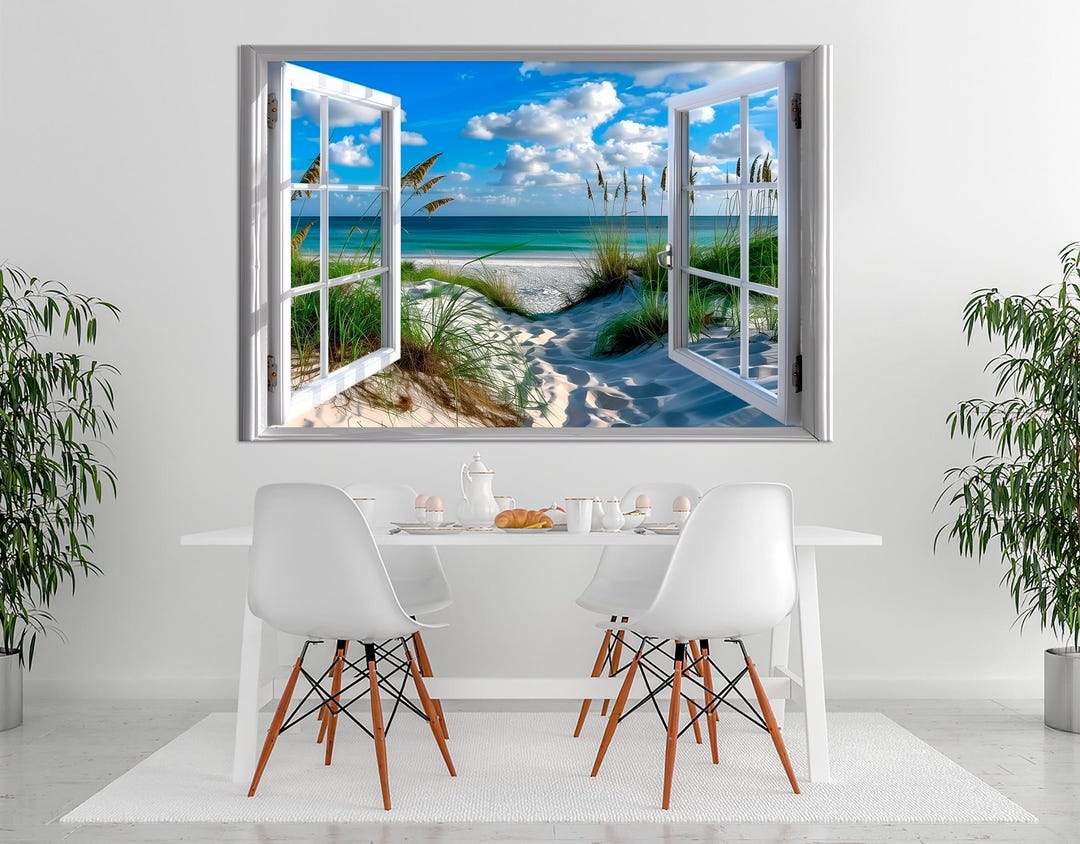 Ocean View Canvas Wall Art | Beach Window Print | Coastal Home Decor - Etsy
