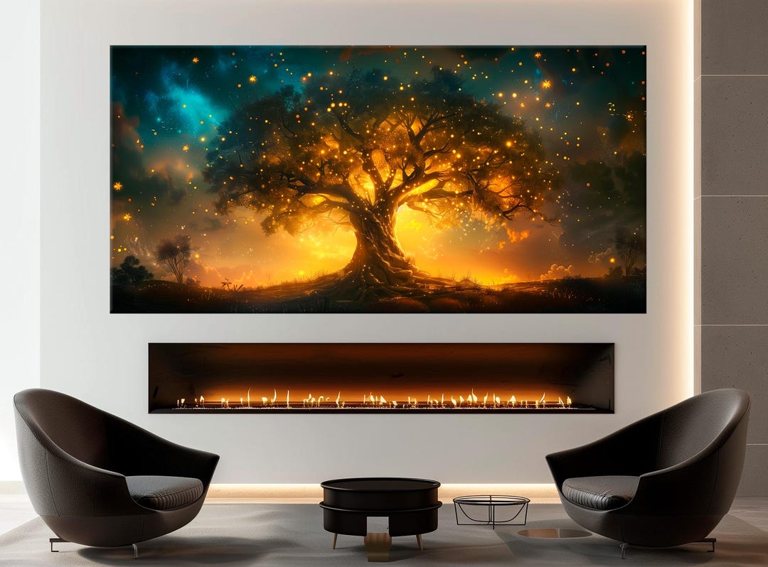 Tree of Life Canvas Wall Art | Boho Spiritual Starry Night Print - Etsy