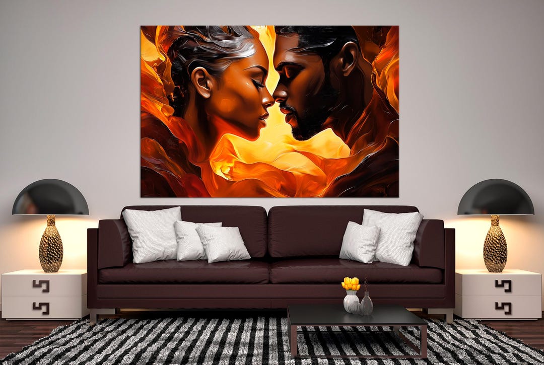 Romantic Couple Canvas Wall Art | Passionate Kiss Print | Love Decor - Etsy