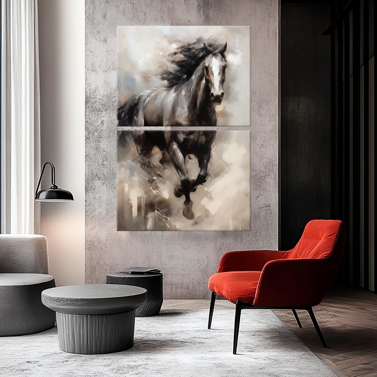 Black Horse Canvas Wall Art | Rustic Farmhouse Horse Decor | Large ...