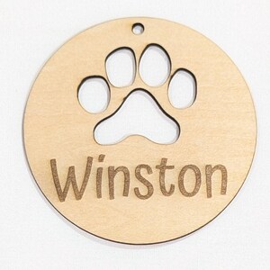 Wooden Personalized Paw Print Christmas Ornament