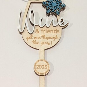 Wine Bottle Ornament | Laser Engraved Wood Christmas Decor | Personalized Wine Lover Gift