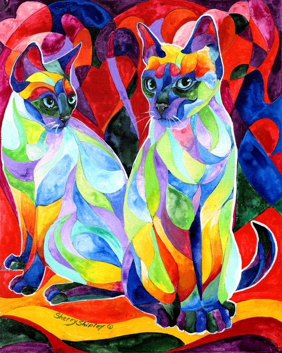 SHADOW PUSS 8X10 CAT Print from Artist Sherry Shipley