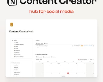 Notion Template Social Media Planner Content Planner Task Tracker Digital Planner Content Calendar Social Media Manager Notion Dashboard