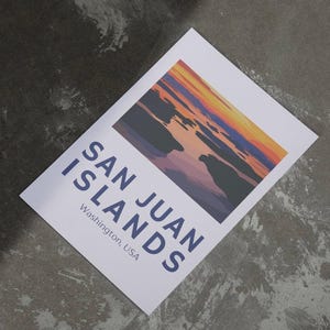 San Juan Islands Washington USA Print, Pacific Northwest Tourist Wall Art, Sunset PNW State Park Digital Download.
