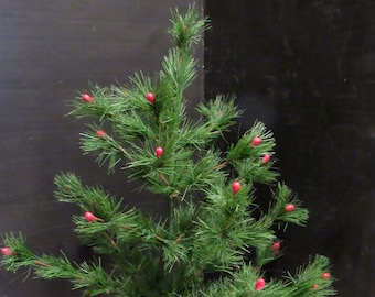 Christmas Tree 1950s Red Berry Tipped Branches Bell Stand