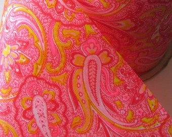 The Year of PINK!  Extra Wide Vintage Mod Paisley Ribbon