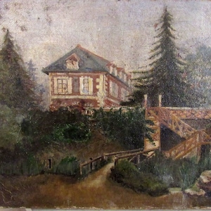 Vintage French Oil Painting Countryside