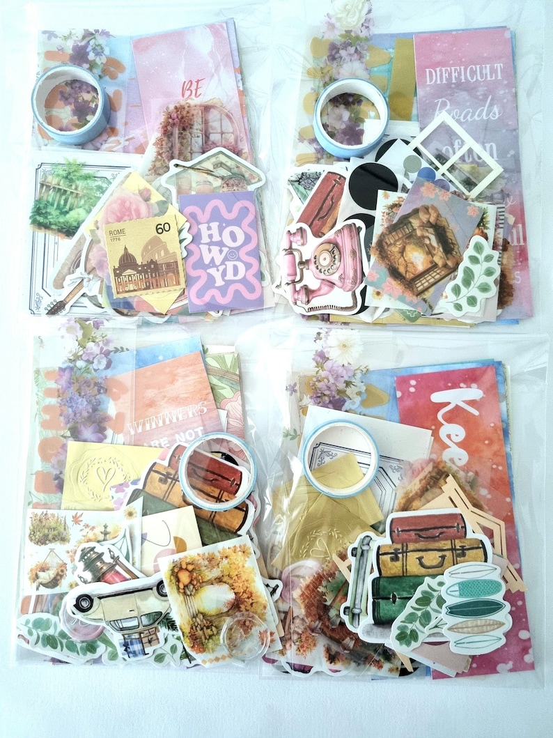 100pcs Scrapbooking Bundle - Junk Journal Kit - Junk Journal Set - Scrapbook Supplies - Creative Journaling - Craft Supplies - Scrapbook Set bild 3
