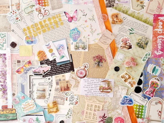 100pcs Scrapbooking Bundle - Junk Journal Kit - Junk Journal Set - Scrapbook Supplies - Creative Journaling - Craft Supplies - Scrapbook Set