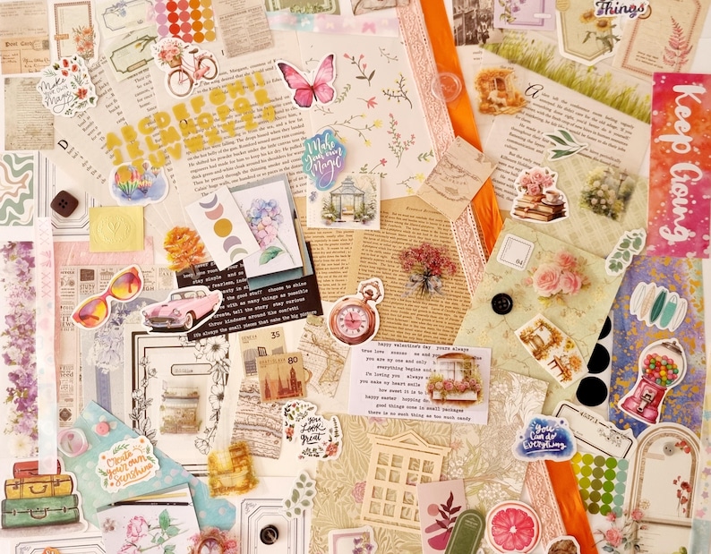100pcs Scrapbooking Bundle - Junk Journal Kit - Junk Journal Set - Scrapbook Supplies - Creative Journaling - Craft Supplies - Scrapbook Set bild 10