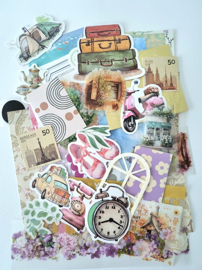100pcs Scrapbooking Bundle - Junk Journal Kit - Junk Journal Set - Scrapbook Supplies - Creative Journaling - Craft Supplies - Scrapbook Set bild 5