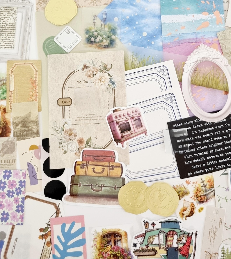 100pcs Scrapbooking Bundle - Junk Journal Kit - Junk Journal Set - Scrapbook Supplies - Creative Journaling - Craft Supplies - Scrapbook Set bild 8