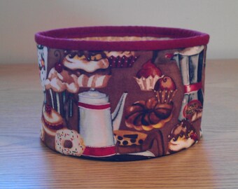 Quilted Fabric Bowl (EDBL16) Coffee, Cupcakes, and Donuts