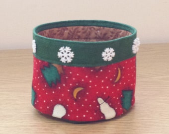 Quilted Fabric Bowl (XBL27) Trees and Snowmen