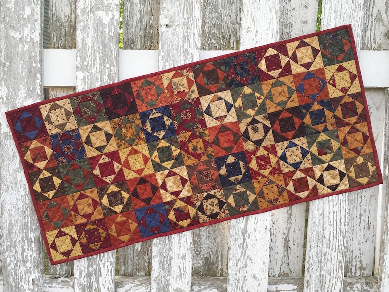 Quilted Triple Box Table Runner TGTR30 Autumn Floral image 1