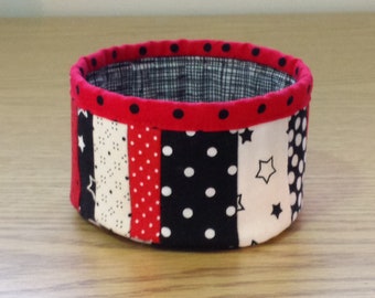 Quilted Fabric Bowl  (EDBL31) Red, White, and Black