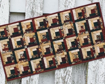 Quilted Table Runner (TGTR26) Fall Log Cabin