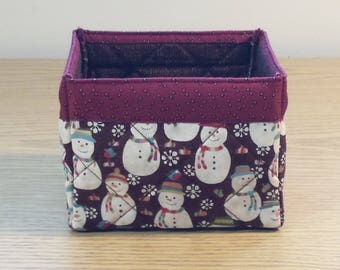 Quilted Fabric Box (XBX05) Snowmen