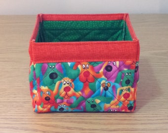 Quilted Fabric Box (UNBX12) Puppy Dogs