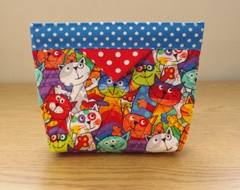 Quilted Snap Bag (SB104) Rainbow Cats