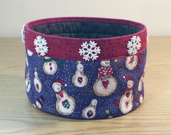 Quilted Fabric Bowl (XBL25) Snowmen