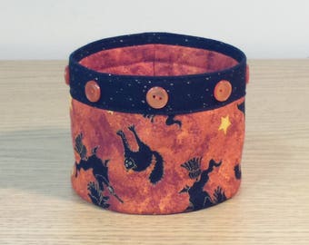 Quilted Fabric Bowl (HBL25) Witches and Black Cats