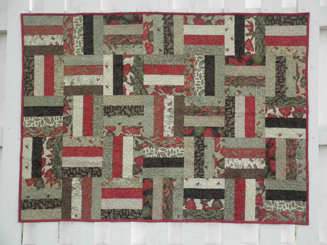 Rail Fence Lap Quilt (QLT07) Leaves - Etsy