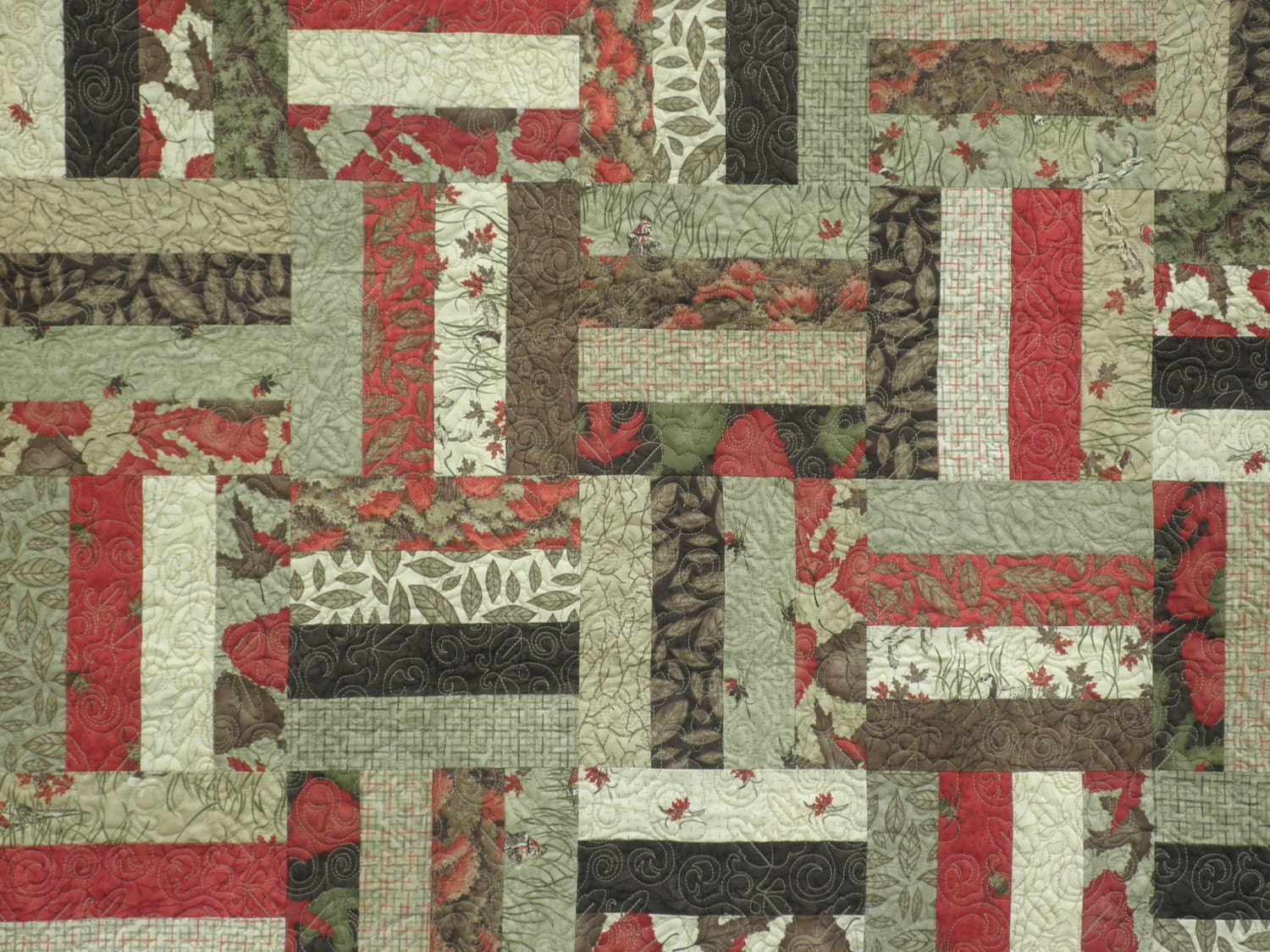 Rail Fence Lap Quilt (QLT07) Leaves - Etsy