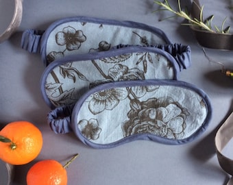 Luxury Botanical Print Eye Mask in cotton & bamboo // silk sleep mask, eco-friendly self-care gift, handmade by LSL for her