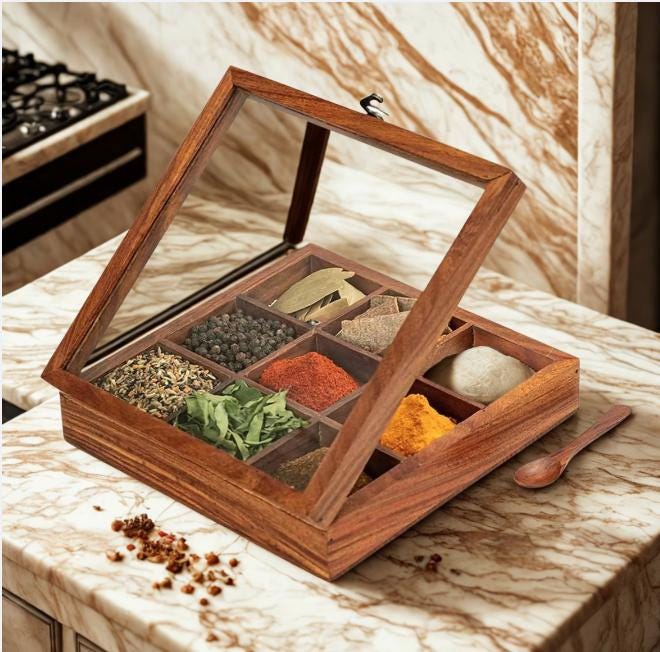 Namak Dani Wooden Masala Box Amazon India Masala Dani Box