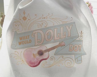 What Would Dolly Do Dish Towel with Decorative Trim