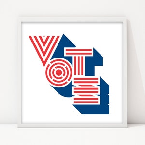 Vote Poster, Vote Typography Print, Vote Sign, Political Art, Patriotic Wall Art, Election Print