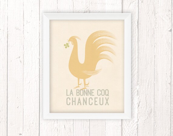 French Country Cottage Rooster Art Print Chicken Decor Etsy