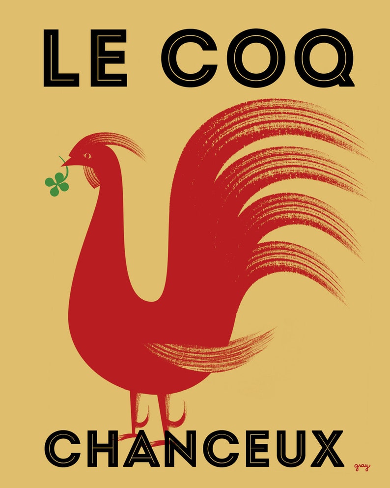 Large French Rooster Poster Rooster Kitchen Art Chicken Art Etsy