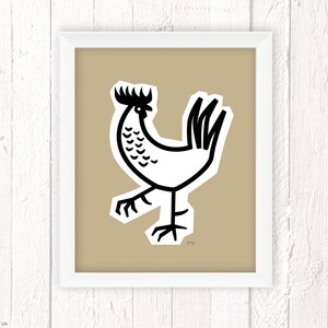 Rooster Illustration, Farmhouse Chicken Print, Country Poster, Neutral Kitchen Art image 3