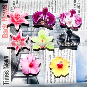 Orchid Flower Phone Grip, Hibiscus Flower Magnetic Phone Grip, Lily Flower Floral Grip For Kindle, Resin Phone Holder Accessory