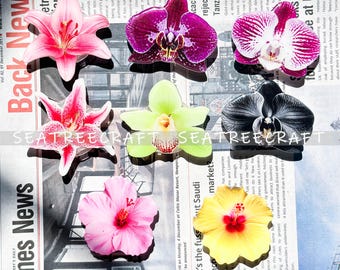 Orchid Flower Phone Grip, Hibiscus Flower Magnetic Phone Grip, Lily Flower Floral Grip For Kindle, Resin Phone Holder Accessory
