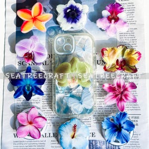 Orchidee Blume Telefon Griff, Hibiskus Magnetischer Telefon Griff, Lilie Blume Floral Griff für Kindle, Harz Basis Halter Zubehör