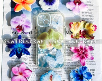 Orchid Flower Phone Grip, Hibiscus Magnetic Phone Grip, Lily Flower Floral Grip For Kindle, Resin Base Holder Accessory