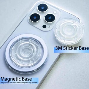 Orchid Flower Phone Grip, Hibiscus Flower Magnetic Phone Grip, Lily Flower Floral Grip For Kindle, Resin Phone Holder Accessory Transparent Round