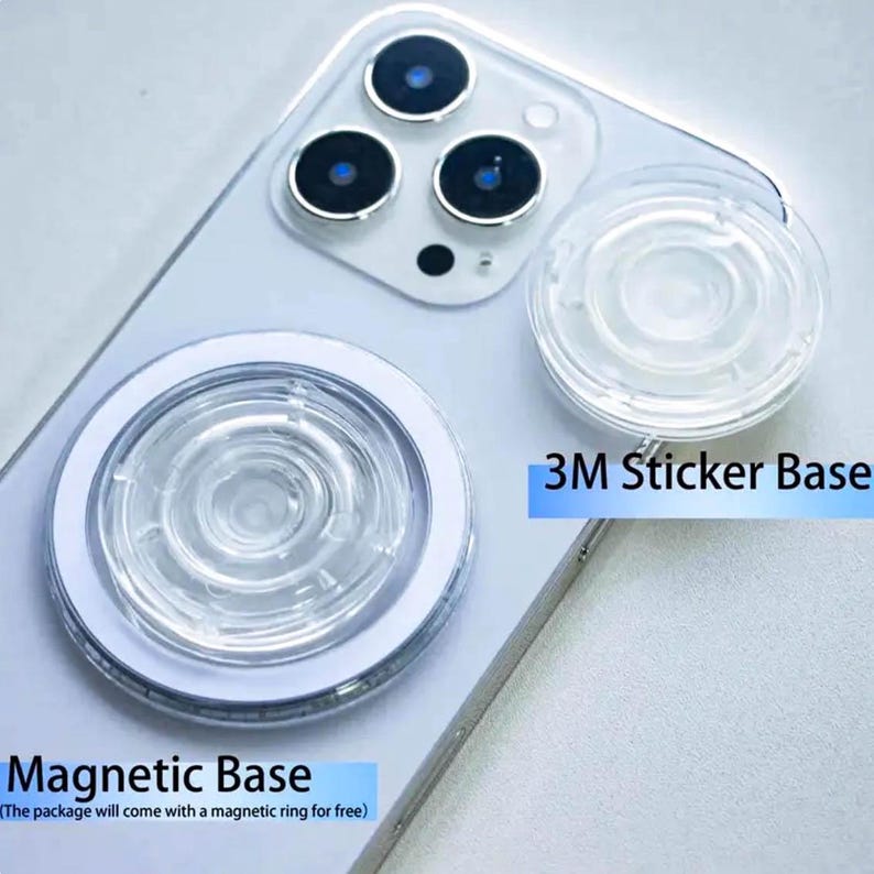 Orchid Flower Phone Grip, Hibiscus Flower Magnetic Phone Grip, Lily Flower Floral Grip For Kindle, Resin Phone Holder Accessory Transparent Round