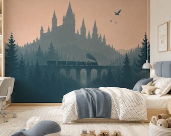 Carta da parati Castello dei Maghi - Decorazione magica per la cameretta dei bambini, murale autoadesivo