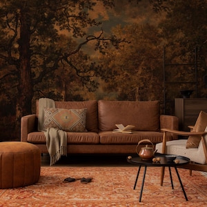 Dark Tree Scenic Wallpaper - Forest Landscape Atmosphere Wall Mural