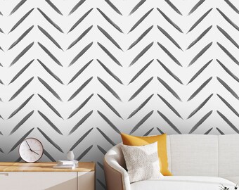 Watercolor Herringbone Wallpaper: Geometric Peel and Stick