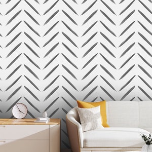 Art mural aquarelle à chevrons, papier peint à motif géométrique, papier peint traditionnel et papier peint autocollant